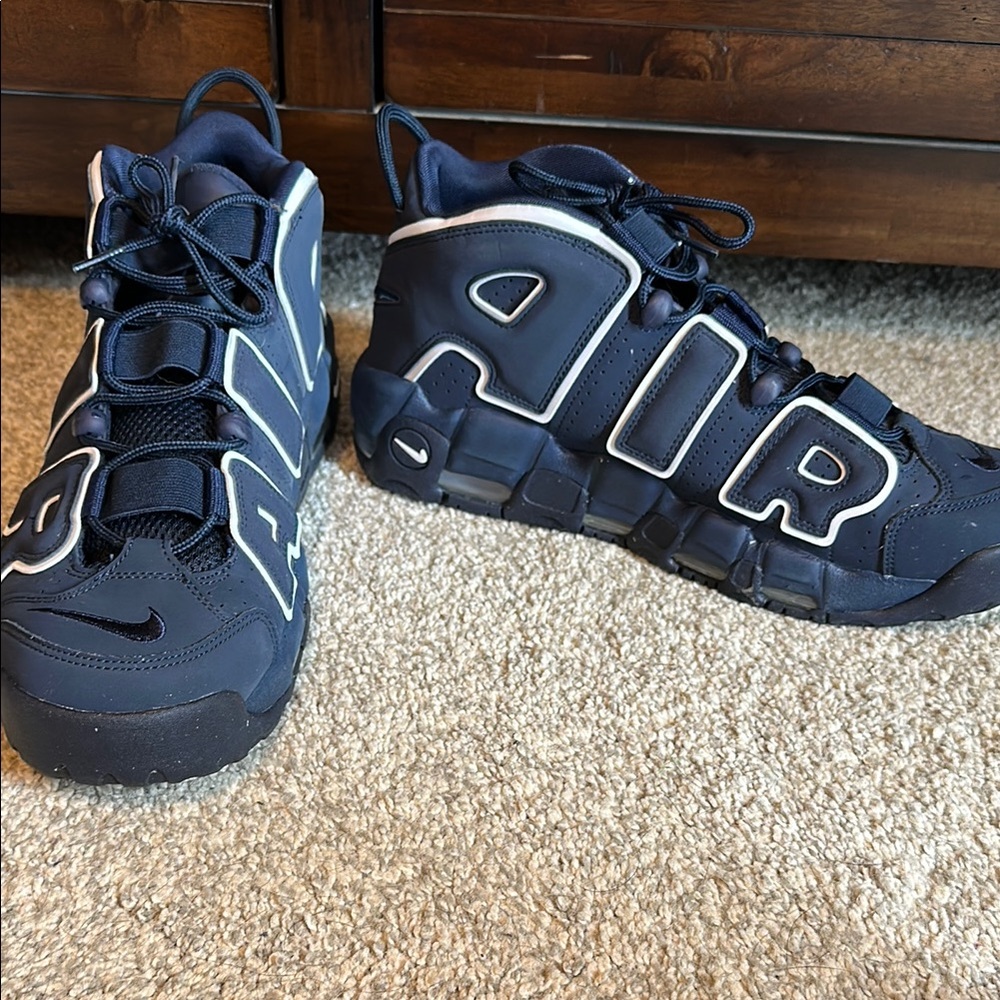 Nike Uptempo Sneakers in Navy and White